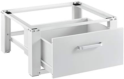 [en.casa] Kit de Superposition Intercalaire Lave-Linge Sèche-Linge Support de Lave-Linge avec Tiroir Acier Aluminium Blanc 63 x 54 x 31 cm - Image 2