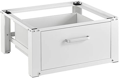 [en.casa] Kit de Superposition Intercalaire Lave-Linge Sèche-Linge Support de Lave-Linge avec Tiroir Acier Aluminium Blanc 63 x 54 x 31 cm - Image 3