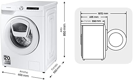Samsung WW90T554DTW/S3 Lave-linge - AddWash™, Série 5, 9 kg, Blanc, Technologie EcoBubble™, Intelligence artificielle, Classe A - Image 3