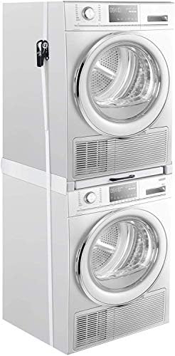[en.casa] Kit de Superposition Universel Cadre avec Tablette Coulissante pour Lave-Linge Sèche-Linge Standard 60 cm Machine à Laver Acier Laqué Blanc - Image 2