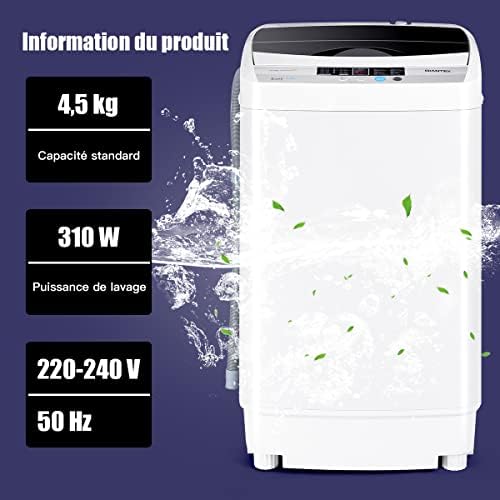 GOPLUS Lave-linges Machine à Laver 4,5 KG 10 Programmes, Écran d' Affichage LED, Séchage, 50 x 50 x 85 CM, Blanc - Image 4