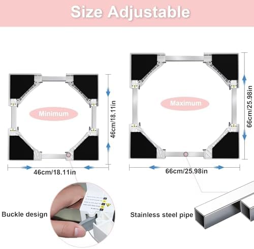 NIUXX Kit de Superposition Universel, Accessoires pour Lave-linge/Sèche-linge, Universel Cadre Intermédiaire pour Lave-linge et Sèche-linge avec Corde à Cliquet, taille réglable（46-66cm） - Image 2