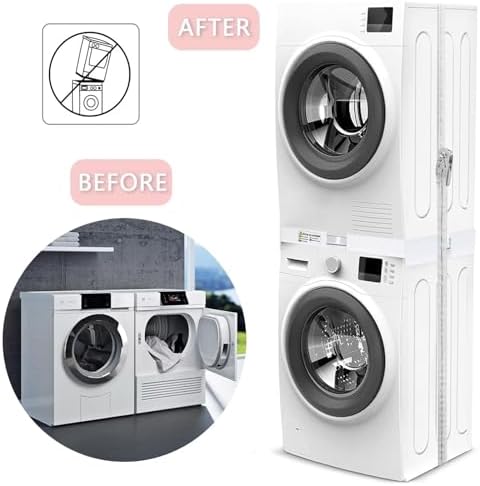 NIUXX Kit de Superposition Universel, Accessoires pour Lave-linge/Sèche-linge, Universel Cadre Intermédiaire pour Lave-linge et Sèche-linge avec Corde à Cliquet, taille réglable（46-66cm） - Image 3