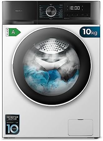 Cecotec Lavadora Bolero Dresscode 10500 Inverter A. Lavadora de 10 Kg blanca, 1400 rpm, Motor inverter plus, Vapor, Clase A.
