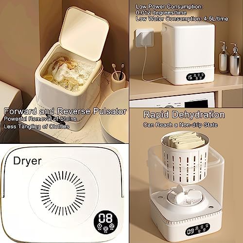 Cxlly Mini Lave-Linge, Lave-Linge Portable Et Lave-Linge SéChant, avec Fonction De DéShydratation, Semi-Automatique pour Appartement, Dortoirs, Camping-Cars, Camping 【2023 Nouveau】 (Size : Basic) - Image 4
