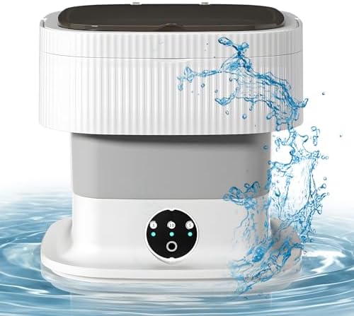Mini Lave-linge Pliable, Lave-linge Mobile, Portable, Petit Lave-linge Avec Sèche-linge Et Blu-ray Pour Camping, Voyage, Voiture, Camping-car, Dortoirs, 3 Modes De Nettoyage, Capacité 9l(Grau)