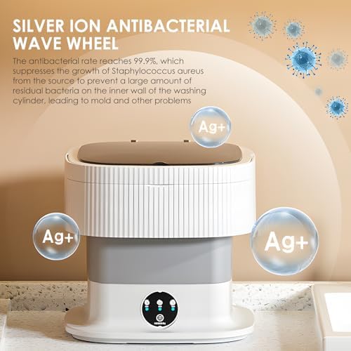 Mini Lave-linge Pliable, Lave-linge Mobile, Portable, Petit Lave-linge Avec Sèche-linge Et Blu-ray Pour Camping, Voyage, Voiture, Camping-car, Dortoirs, 3 Modes De Nettoyage, Capacité 9l(Grau) - Image 4