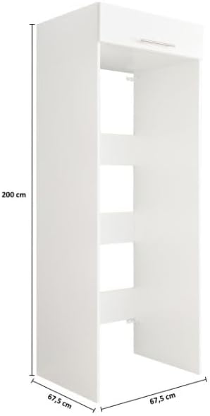 Stella Trading LAUNDREEZY Armoire pour lave-linge et sèche-linge, blanc - Armoire de superposition pratique pour lave-linge - 67,5 x 200 x 67,5 cm (L/H/P) - Image 3