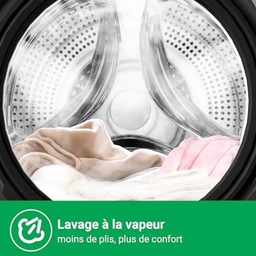 CHiQ Lave-linge CFL80-14586IM3XA, Chargement frontal 8 kg,Space Pro,Moteur Inverter stable, 1400 tr/min, Programme intelligent à IA, Fonction vapeur, Lavage rapide 15 minutes, 15 cycles lavage, Gris - Image 4