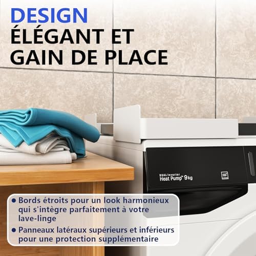 JHCHU Kit de superposition universel pour lave-linge et sèche-linge - Cadre réglable 45 à 68 cm - Idéal pour connexion de machine à laver et sèche-linge (blanc) - Image 3
