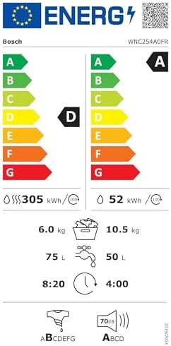 Bosch WNC254A0FR, Série 8, Lave-linge séchant, Pose-libre, 10,5 kg, 1400 trs/min, Blanc - Image 3
