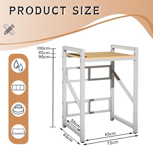 WPPTNSFY Meuble Machine à Laver et Seche Linge, Superposition Lave Linge Seche Linge, Meuble Machine à Laver, 3 Réglable en Hauteur, Capacité Charge 300kg, 73x63x100cm - Image 2