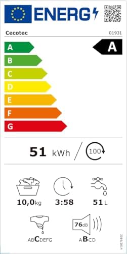 Cecotec Lave-linge 10Kg Bolero DressCode 10610 Inverter Steel A. Chargement Frontale, 1400 RPM, Steam Max, Motor Inverter Plus, 15 Programmes, OnSmart, Stop&Go, Caoutchouc Antibactérien, Drum Clean - Image 3