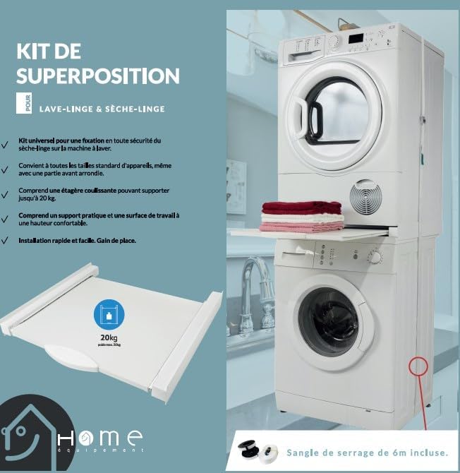 Kit superposition universel pour Lave linge Seche linge 80160 pour Sèche linge - Image 3