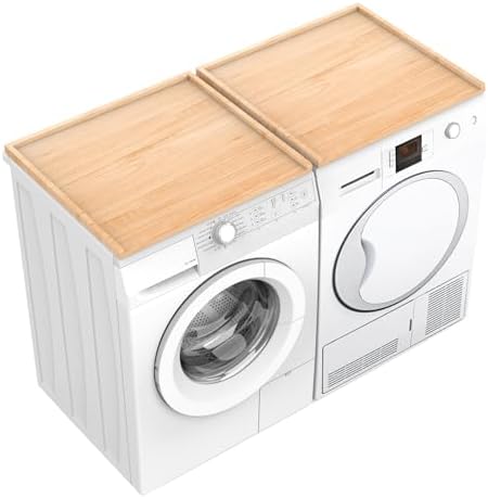 Comptoir à laveuse sèche, 135,4 cm (L) x 67,3 cm (l) – Dessus de table amovible avec lave-linge et comptoir sec avec garde-corps pour le rangement dans la buanderie
