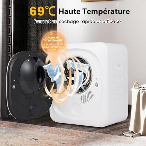 GOPLUS Sèche-Linge 800W, Sèche Linge Pompe à Chaleur 5 Programmes, Protection Contre Surchauffe et Filtration Multiple, Sèche-Linge Électrique 4KG pour Appartement, Dortoir (Électronique) - Image 3