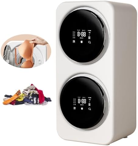 Machine a Laver séchante de 3,5 L à Double Barillet avec Panneau Tactile Intelligent/Baril autonettoyant - Lavage Doux, pour Appartement, dortoir et Camping-Cars,Desktop