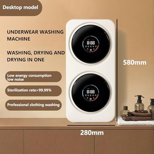 Machine a Laver séchante de 3,5 L à Double Barillet avec Panneau Tactile Intelligent/Baril autonettoyant - Lavage Doux, pour Appartement, dortoir et Camping-Cars,Desktop - Image 2
