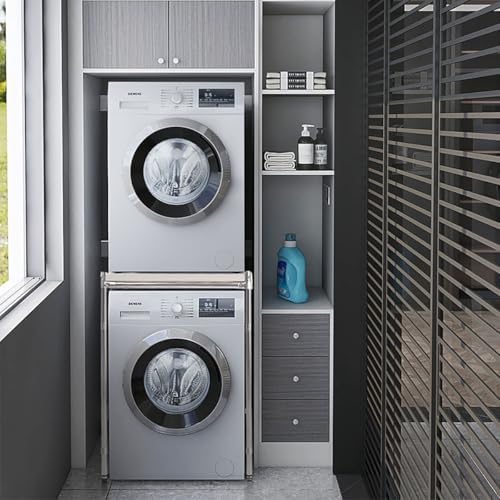 Étagère de Rangement à 3 étages pour Machine à Laver,Meuble Seche Linge,Superposition Lave Linge Seche Linge,Étagère Pour Machine À Laver,Construction En Acier Inoxydable(72*65*132cm/28*25.6*52in) - Image 2