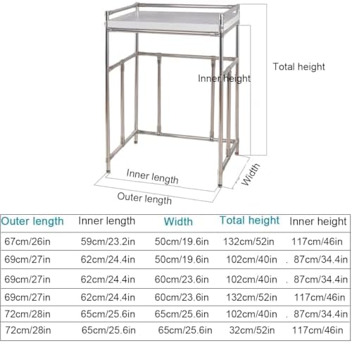 Étagère de Rangement à 3 étages pour Machine à Laver,Meuble Seche Linge,Superposition Lave Linge Seche Linge,Étagère Pour Machine À Laver,Construction En Acier Inoxydable(72*65*132cm/28*25.6*52in) - Image 3