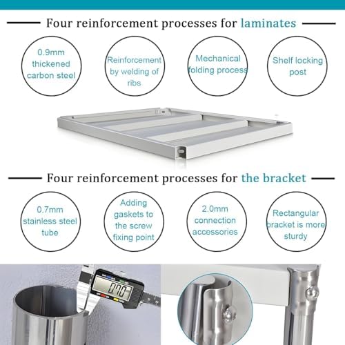 Étagère de Rangement à 3 étages pour Machine à Laver,Meuble Seche Linge,Superposition Lave Linge Seche Linge,Étagère Pour Machine À Laver,Construction En Acier Inoxydable(72*65*132cm/28*25.6*52in) - Image 4