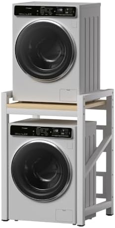 ACLFF Meuble Machine à Laver et Seche Linge Réglables, Meuble Machine à Laver Économie D'espace, Superposition Lave Linge Seche Linge, pour Buanderie, Salle de Bain, Cuisine et Balcon