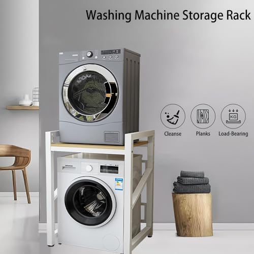 ACLFF Meuble Machine à Laver et Seche Linge Réglables, Meuble Machine à Laver Économie D'espace, Superposition Lave Linge Seche Linge, pour Buanderie, Salle de Bain, Cuisine et Balcon - Image 4